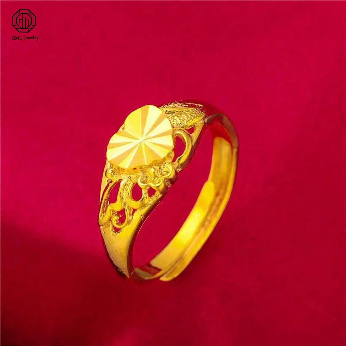 Sand Gold Adjustable Ring Matte Wide Band Openable Fade Resistant Unisex Couple Jewelry Solid Minimalist Gift - Love