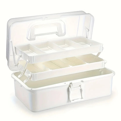 3-Layer Plastic Dividing Storage Box Craft Organizer and Storage with Adjustable Spacers Portable Handled Art Supply Organize