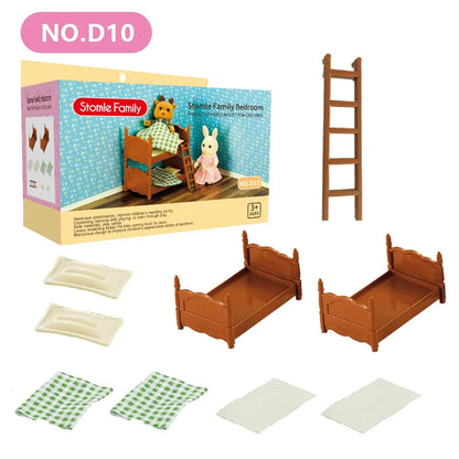 1:12 Miniature Furniture Forest Family Kitchen Toy Dining Table Dollhouse Accessories Bathroom Pretend Play For Girl Gifts To