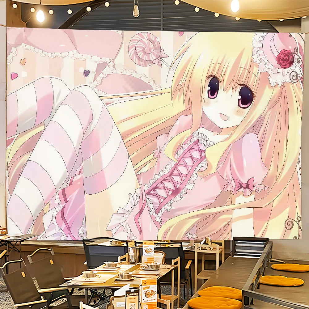 Flag Anime Moe For Room Dorm Girl Party Hogar Art Bedside Living Room Wall Hanging Y2k Garden Decor Cutecore Banner Gift