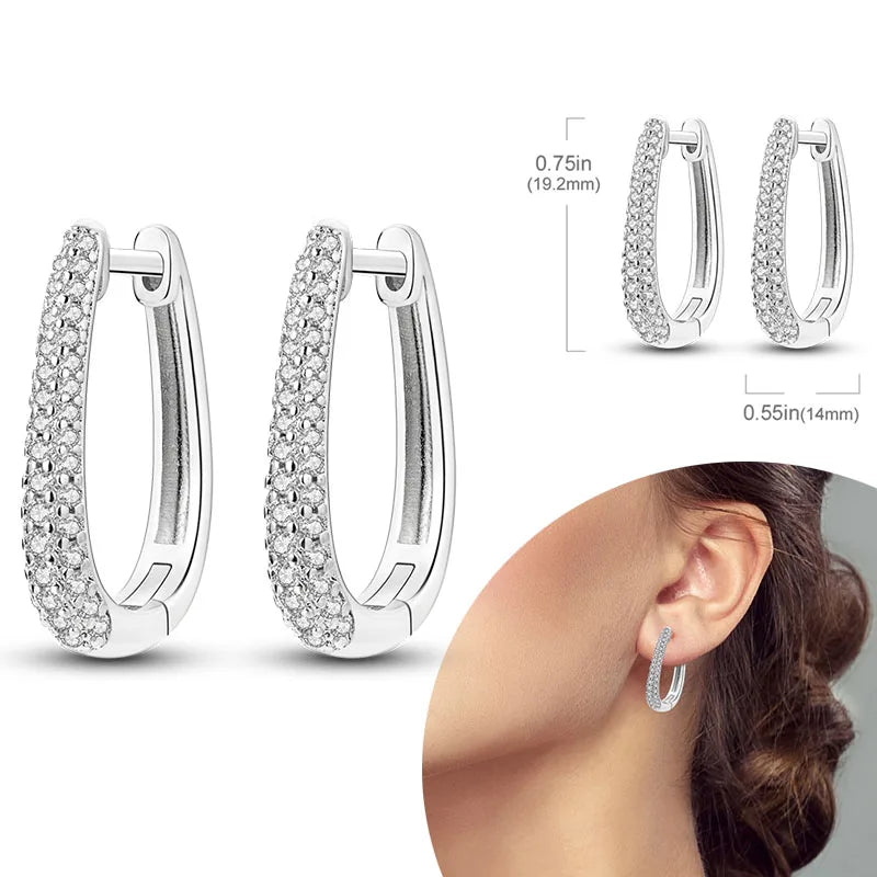 925 Sterling Silver Hoops Earrings Hypoallergenic Hoops Earrings With Zirconia Fashion Jewelry for Women Girls - KTE200