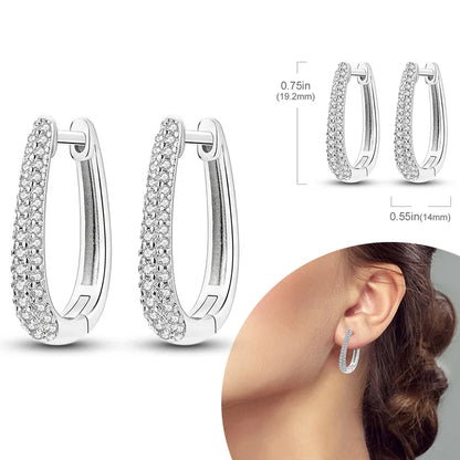 925 Sterling Silver Hoops Earrings Hypoallergenic Hoops Earrings With Zirconia Fashion Jewelry for Women Girls - KTE200