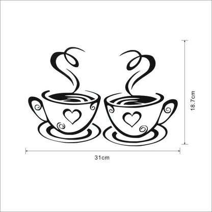 Mural Beautiful Design Decal Kitchen Restaurant Cafe Tea Wall Stickers Art Vinyl Coffee Cups Stickers Decor (Size: One Size) 