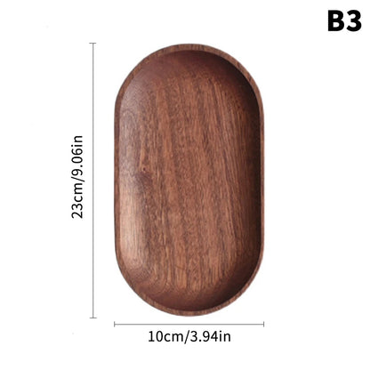1PC Wooden Serving Trays Oval Wood Tray Platters for Serving Food Dishes Dinner Plates Solid Wood Round Dessert Plate
