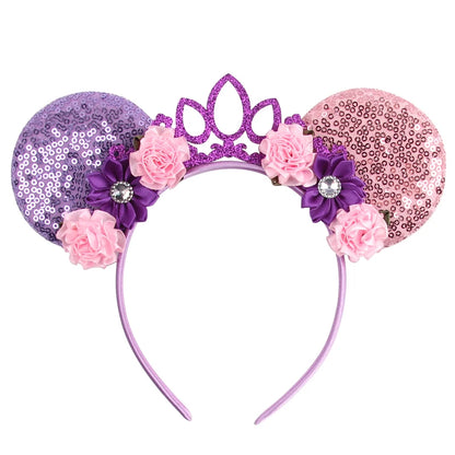 New Christmas Halloween Mouse Ears Headband Cartoon Sequin Bows Headband Birthday Party Princess Cosplay Costume For Women Ad