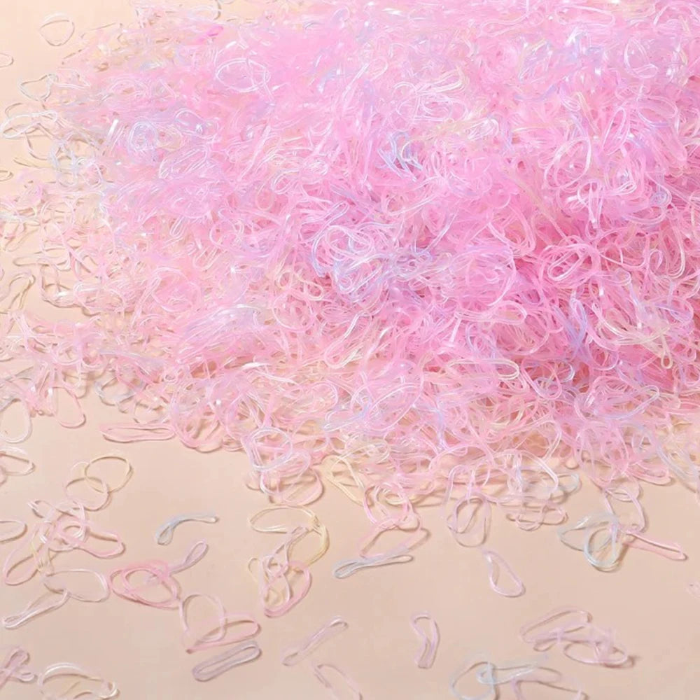 500/1000/2000pcs Girls Colourful Disposable Rubber Band Hair Ties Headband Children Ponytail Holder Bands Kids Hair Accessori