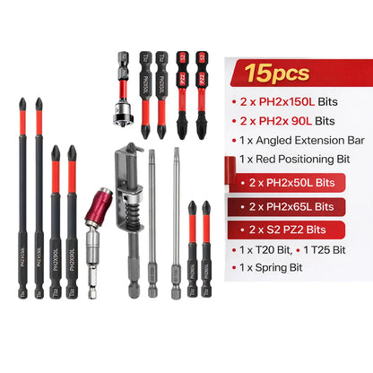 Magnetic Non-Slip Drill Bit Set 3/6/12 Pieces, S2 Steel, Crosshead and Impact Drill Bits, Suitable for Electric and Hand Driv