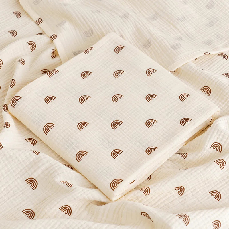 Cotton Muslin Cute Cartoon Printing Baby Swaddle Blanket Soft Breathable Newborn Baby Receiving Blanket For Infant Boys Girls