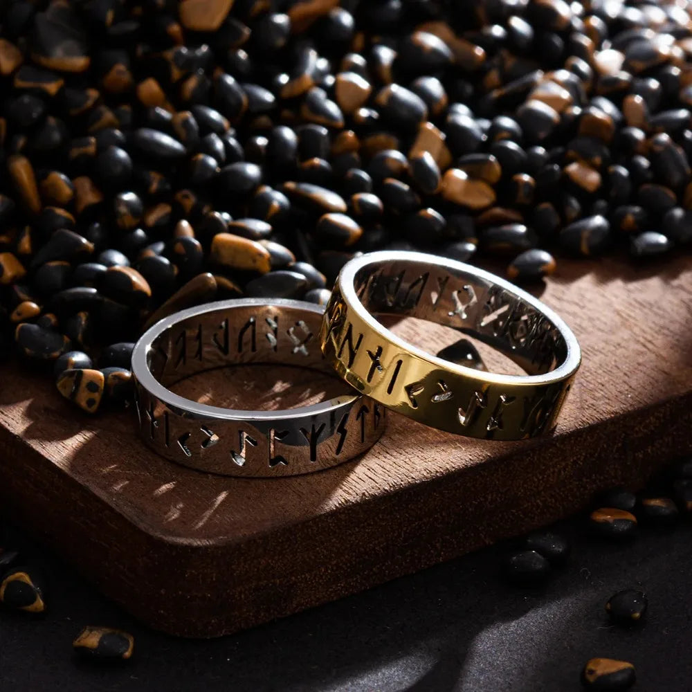 Vintage 6mm Out Odin Norse Viking Amulet Rune Rings for Men Words Ring Wedding Jewelry Valentine's Gifts
