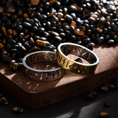 Vintage 6mm Out Odin Norse Viking Amulet Rune Rings for Men Words Ring Wedding Jewelry Valentine's Gifts