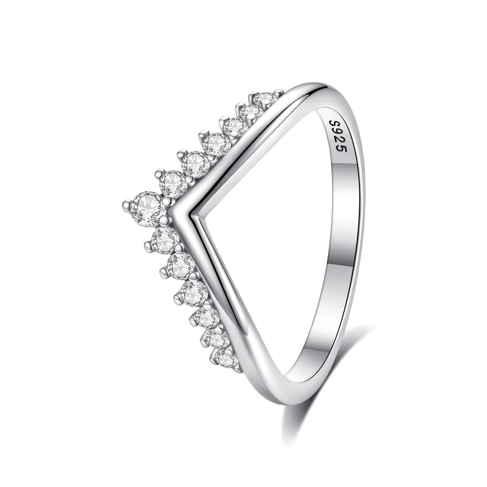 Original 925 Sterling Silver Ring Love Heart Pave CZ Crystal Stackable Rings For Women Wedding Engagement Birthday Gift Jewel