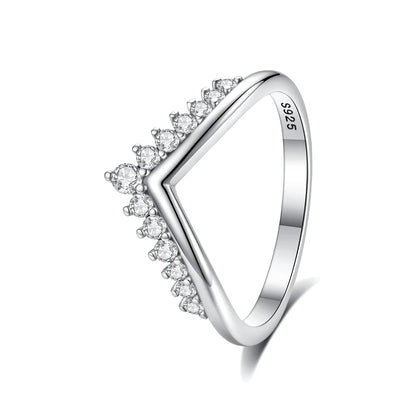 Original 925 Sterling Silver Ring Love Heart Pave CZ Crystal Stackable Rings For Women Wedding Engagement Birthday Gift Jewel