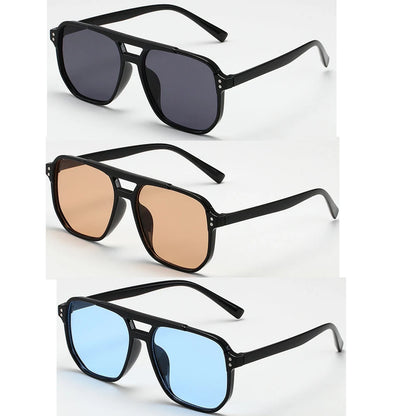 Women Men Square Sun Glasses Retro Polygon Sunglasses Female Black Vintage Fashion Ladies Sunglasses Double Beam Eyeglasses