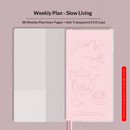 Kinbor Cute Agenda Undate Weekly Daily Planner Slim Illustrated Self-fill Notebook Weekly To Do List Hardcover Two Page Per W