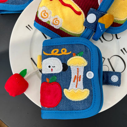 New Arrival Cute Canvas Wallet Short Zipper Wallets for Woman Purse Small Fold Denim Corduroy Card Holders Coin Purse Cartoon
