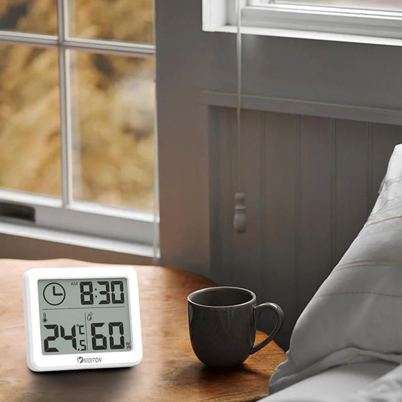Digital Clock Desk Clock with Temperature Humidity Wall Clocks for Home Kitchen Office Desk Decorations NIDITON