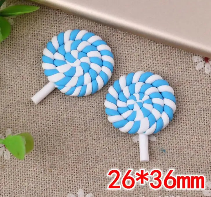 10pcs /lot Beauty Kawaii Rainbow lollipop Candy Polymer Clay Cabochons Flatback For DIY Phone Decoration