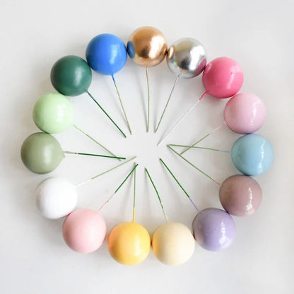 20Pcs Colorful Balls Cake Topper Mini Balloons Cupcake Insert Sticks for Wedding Birthday Party Cake DIY Decoration Baby Show