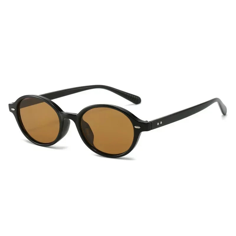 Retro Small Oval Sunglasses Women Men Rivets Shades Fashion Eyewear Luxury Sun Glasses UV400 Female