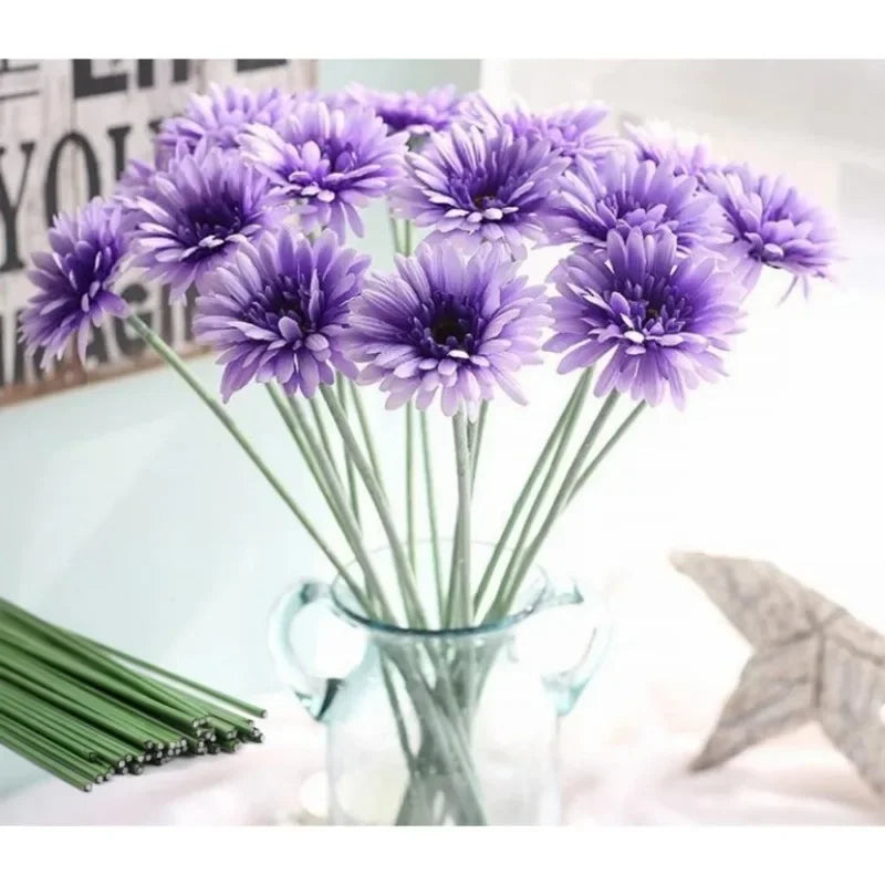 30/40cm Green Flower Stem Sticks DIY Floral Material Handmade Wire Stem Accessories