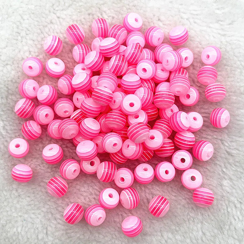 6mm 8mm Round Transparency Resin Beads Stripe Spacer Beads for Jewelry Making Children Handcraft Department DIY Accessories -