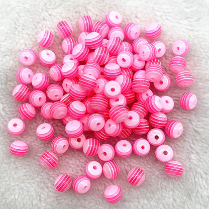 6mm 8mm Round Transparency Resin Beads Stripe Spacer Beads for Jewelry Making Children Handcraft Department DIY Accessories -