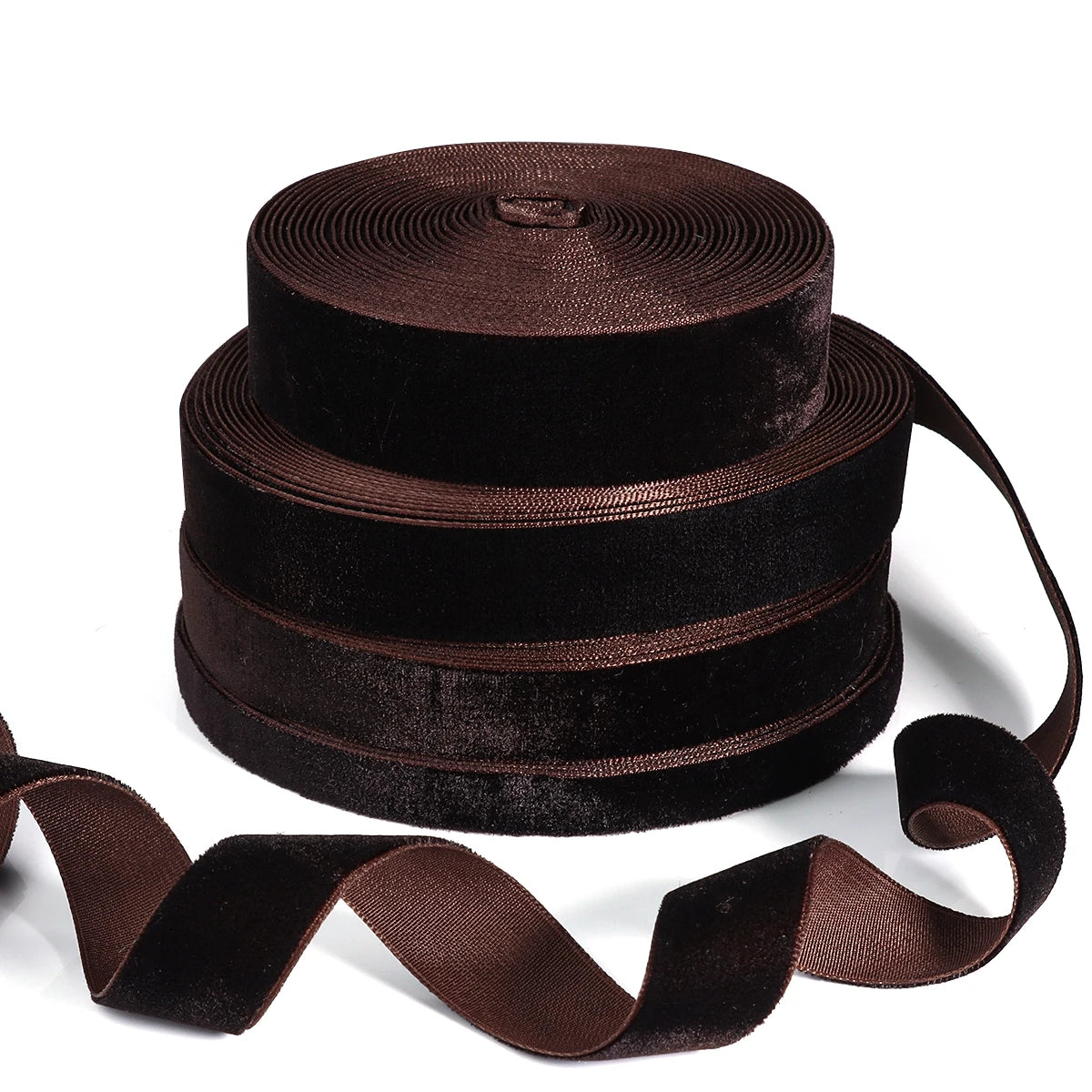 5-10yards/roll Velvet Ribbons Deep Brown Color Single Face Flocking Webbing For DIY Christmas Crafts Party Wrapping Decoratio