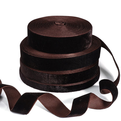 5-10yards/roll Velvet Ribbons Deep Brown Color Single Face Flocking Webbing For DIY Christmas Crafts Party Wrapping Decoratio