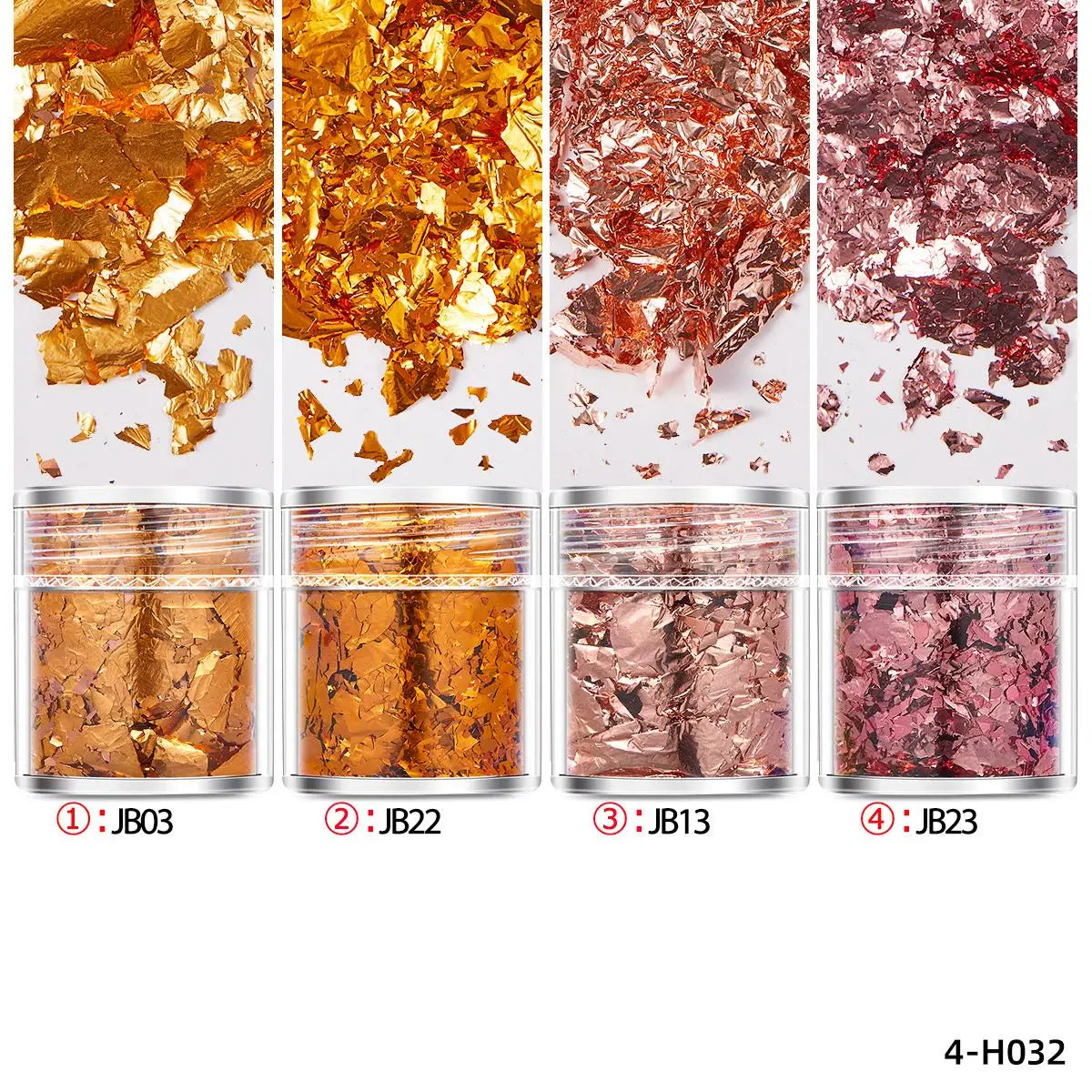 4Bottles/Set Gold Foil Leaf Flake Craft For Epoxy Resin Mold Jewelry Making Decoration Gold Foil Paper Nail Art Glitter Suppl