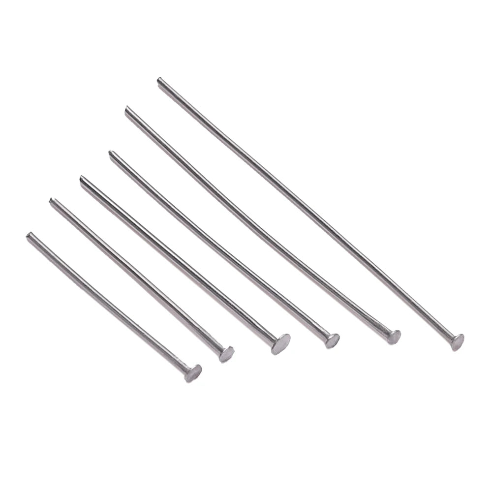 100Pcs/Lot Stainless Steel Headpin Diy Jewelry Accessories Earrings Beading Eye Pins Flat Head Pins For Jewelry Making Suppli