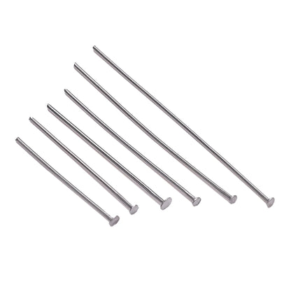 100Pcs/Lot Stainless Steel Headpin Diy Jewelry Accessories Earrings Beading Eye Pins Flat Head Pins For Jewelry Making Suppli