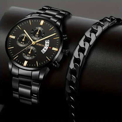 Fashion Men Stainless Steel Watch Luxury Calendar Quartz Wrist Watch Mens Business Watches for Man Clock Montre Homme - Blick