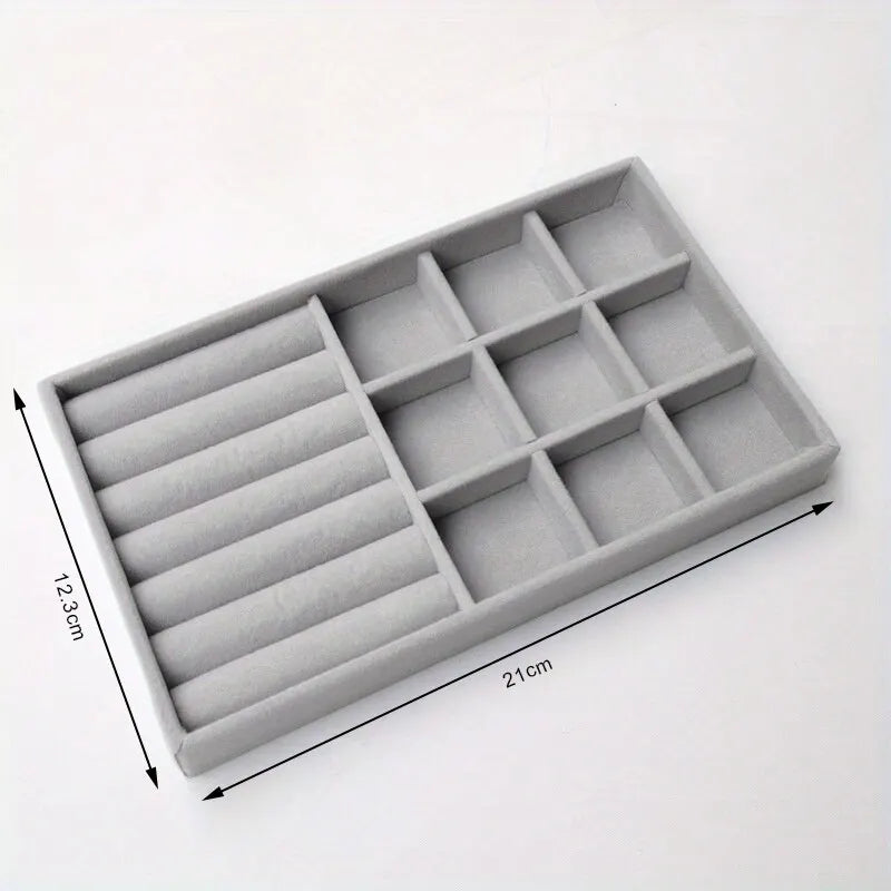 Velvet Jewelry Display Tray Exquisite Jewellery Holder Portable Ring Earrings Necklace Organizer Storage Box Organizator Tray