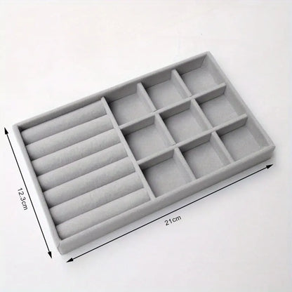 Velvet Jewelry Display Tray Exquisite Jewellery Holder Portable Ring Earrings Necklace Organizer Storage Box Organizator Tray