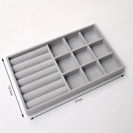 Velvet Jewelry Display Tray Exquisite Jewellery Holder Portable Ring Earrings Necklace Organizer Storage Box Organizator Tray