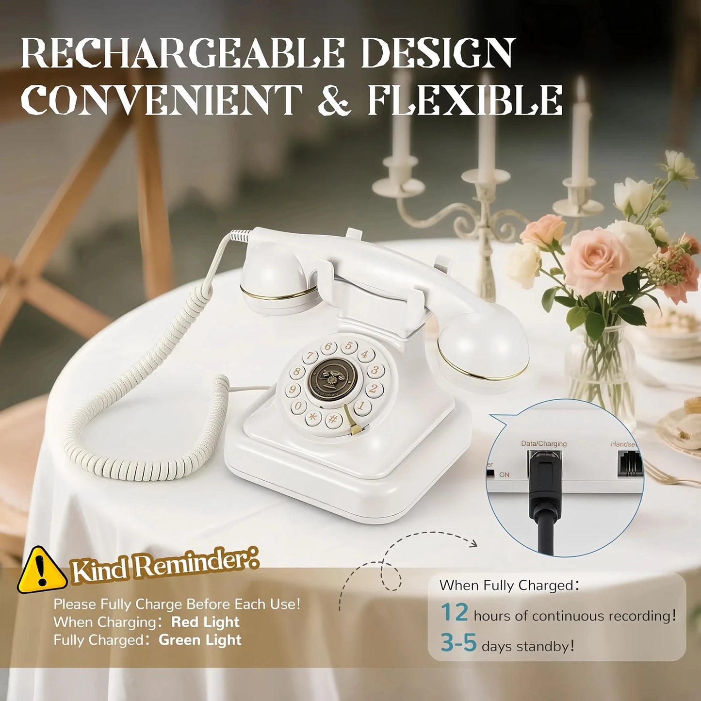 32Gb Retro Audio Wedding Guestbook Phone Banquet Voice Login Book Telephone Guest Blessing Audio Message Record Phone