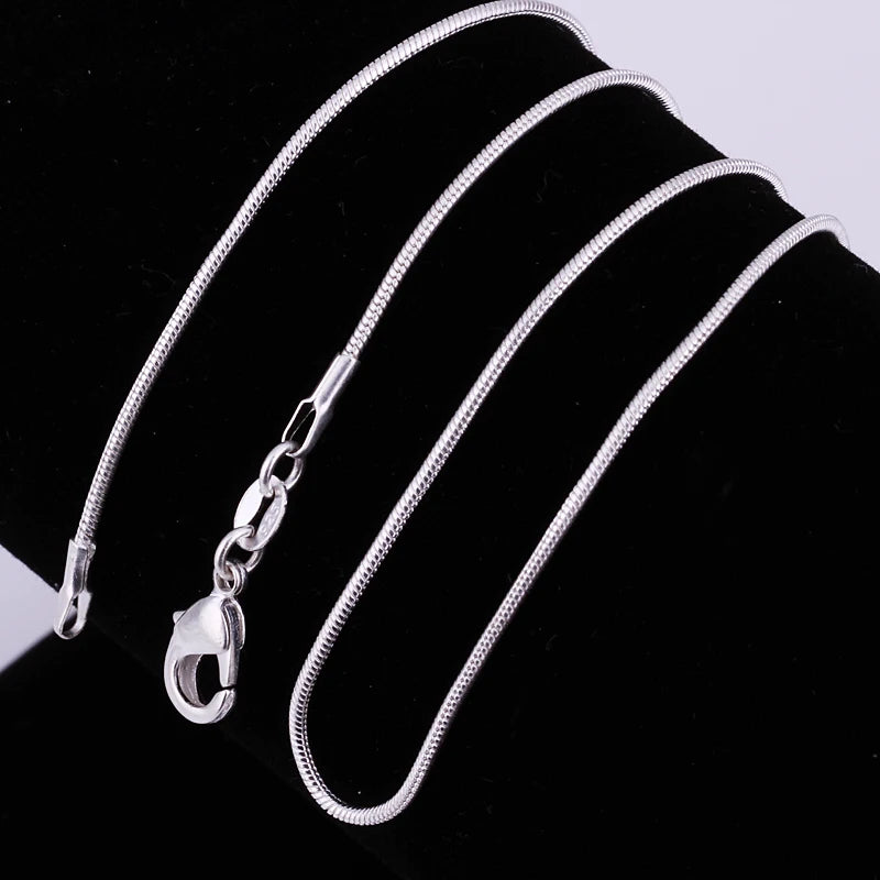 10PCS LOT 925 Sterling Silver 16/18/20/22/24/26/28/30 Inch 1mm Snake Chain Necklace For Woman Man Fashion Jewelry