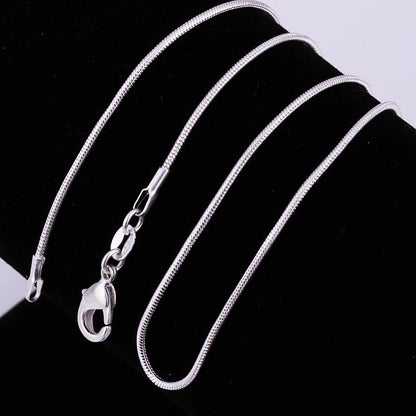 10PCS LOT 925 Sterling Silver 16/18/20/22/24/26/28/30 Inch 1mm Snake Chain Necklace For Woman Man Fashion Jewelry