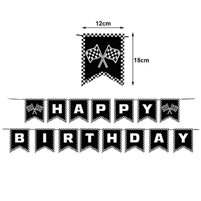 Racing Car Theme 3-Tier Round Cardboard Cupcake Stand Cars Birthday Party Tablecloth Black and White Checkered Decor Supplies