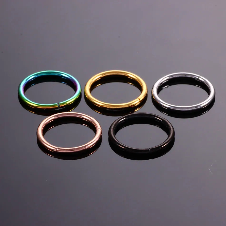 1PC Hinged Segment Nose Hoop Rings Women Surgical Steel Nose Rings Septum Clicker Ring Ear Daith Hoop Earring Piercing Jewelr