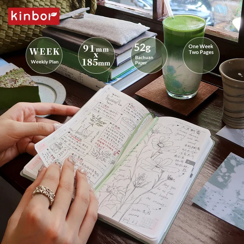 Kinbor 2027 Weekly Planner Pocket Size Notebook Week Plan Notepad Schedule Planning Book Punch Efficiency Manual Daily Writin