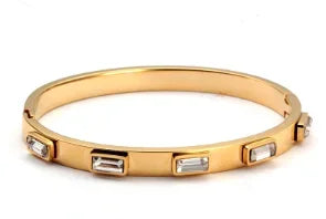 Fashion Simple Stainless Steel 3 Crystal Bracelet Bangle - B41
