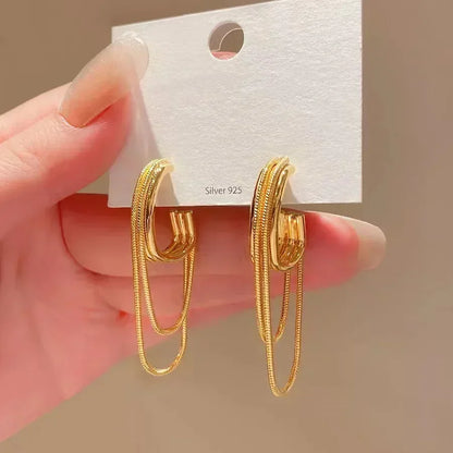 Vintage Geometry Irregular Eardrop Personality Asymmetry Dripping Oil Earrings for Women Fashion Daily Commuting Jewelry Gift