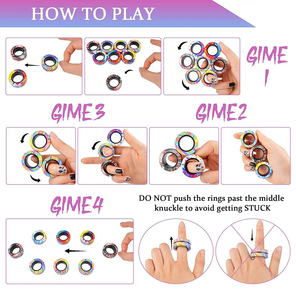 3Pcs Magnetic Rings Fidget Toy Set Adult Fidget Magnets Spinner Rings Fidget Pack Great Gift for Adults