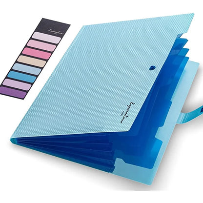 Expanding File Folder,5 Pocket Folders for Documents,Portable Paper Organizer for School Office Supplies,A4 Size - sky blue
