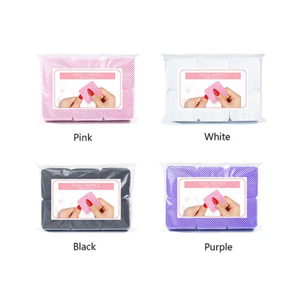 300pcs/Pack Lint-free Nail Polish Remover Napkin Colorful Cotton Wipes Paper Pads UV Gel Dust Cleaner Cleaning For Manicure T
