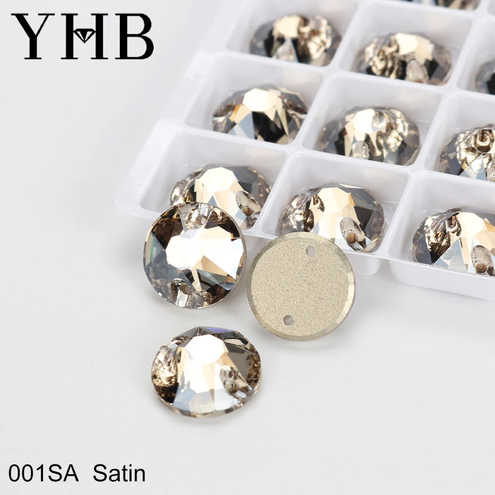 YHB Top Quality XIRIUS Glass Crystal AB Moonlight Sewing Stones Flatback Sew on Rhinestones For Garment Clothes Bags