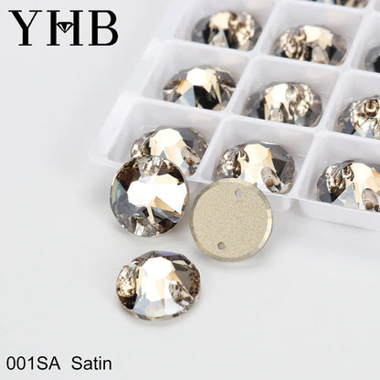YHB Top Quality XIRIUS Glass Crystal AB Moonlight Sewing Stones Flatback Sew on Rhinestones For Garment Clothes Bags