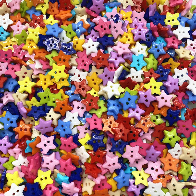 New 12mm---20mm Colours Five- Pointed Star with Two Eye Buttons Resin Sewing Buttons Diy Scrapbooking Multicolour