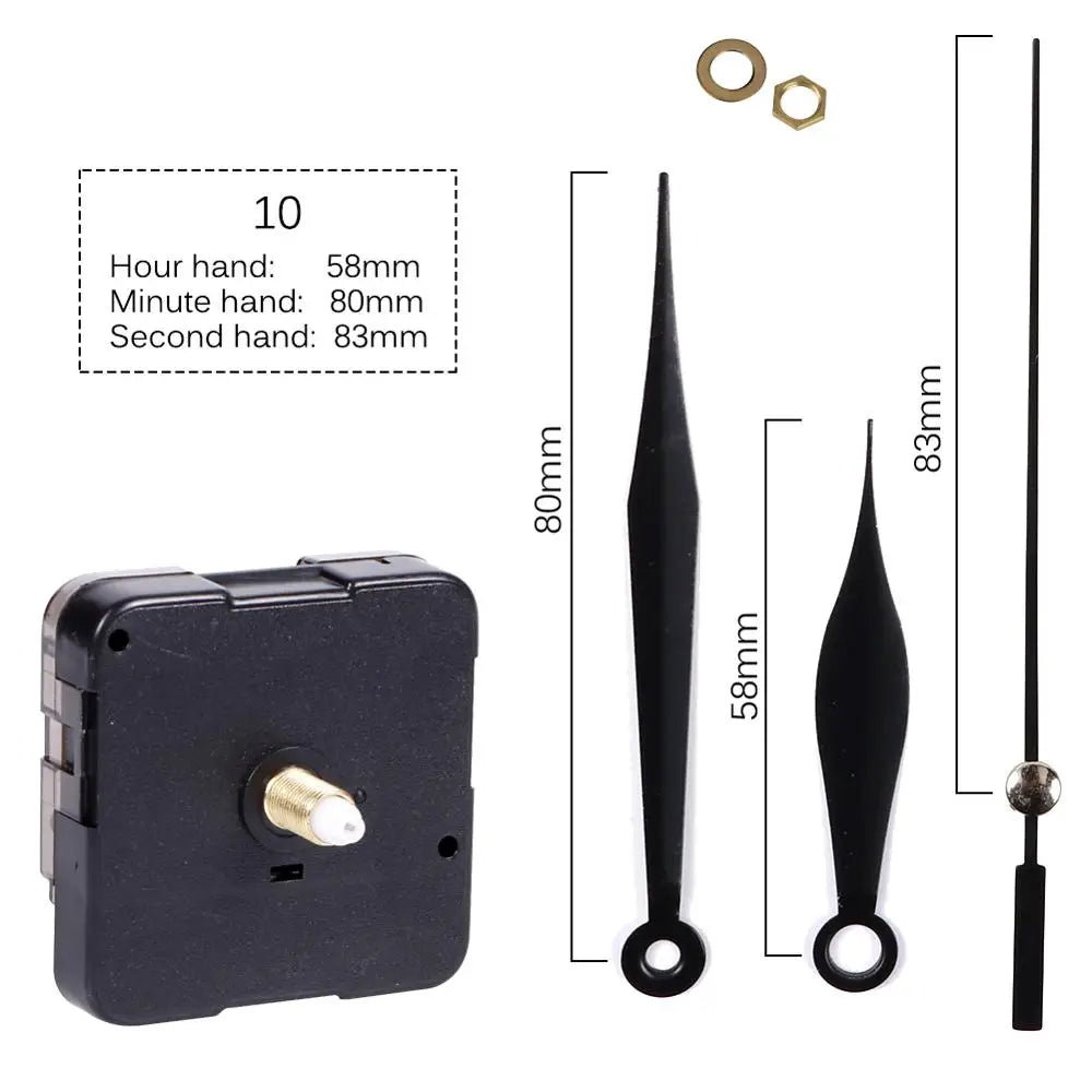 Clock Mechanism Silent Quartz Movement Machine Wall Hands Pointer Set Clockwork Table Long Shaft DIY Watches Repair Parts